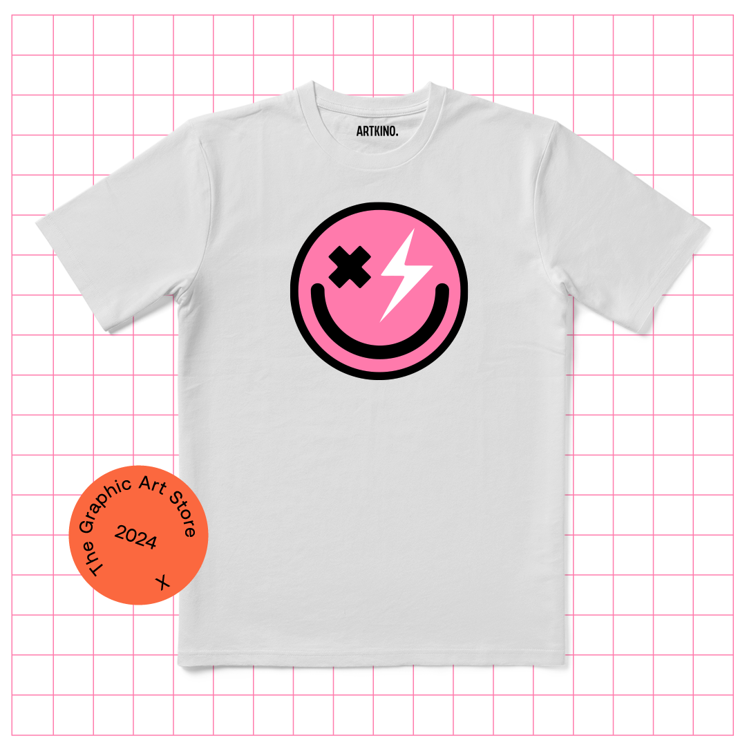 T-Shirt - HOUSE Series: Smiley Pink Large