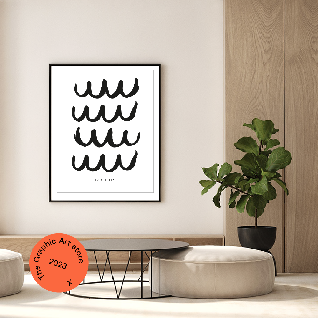 Giclée Printed Graphic Art Black Series: WAVES